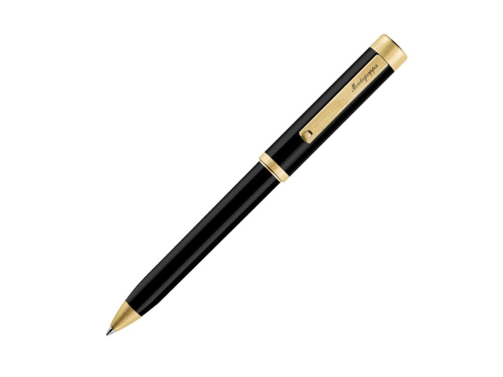 Stylo bille Montegrappa Zero, Résine Noire, Ornements d'or, ISZETBBY