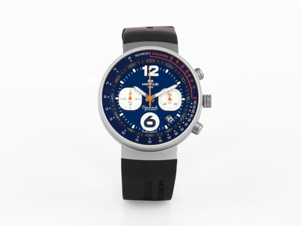 Montre à Quartz Montjuic Speed Chronograph, Acier, Bleu, 45 mm, MJ2.0303.S