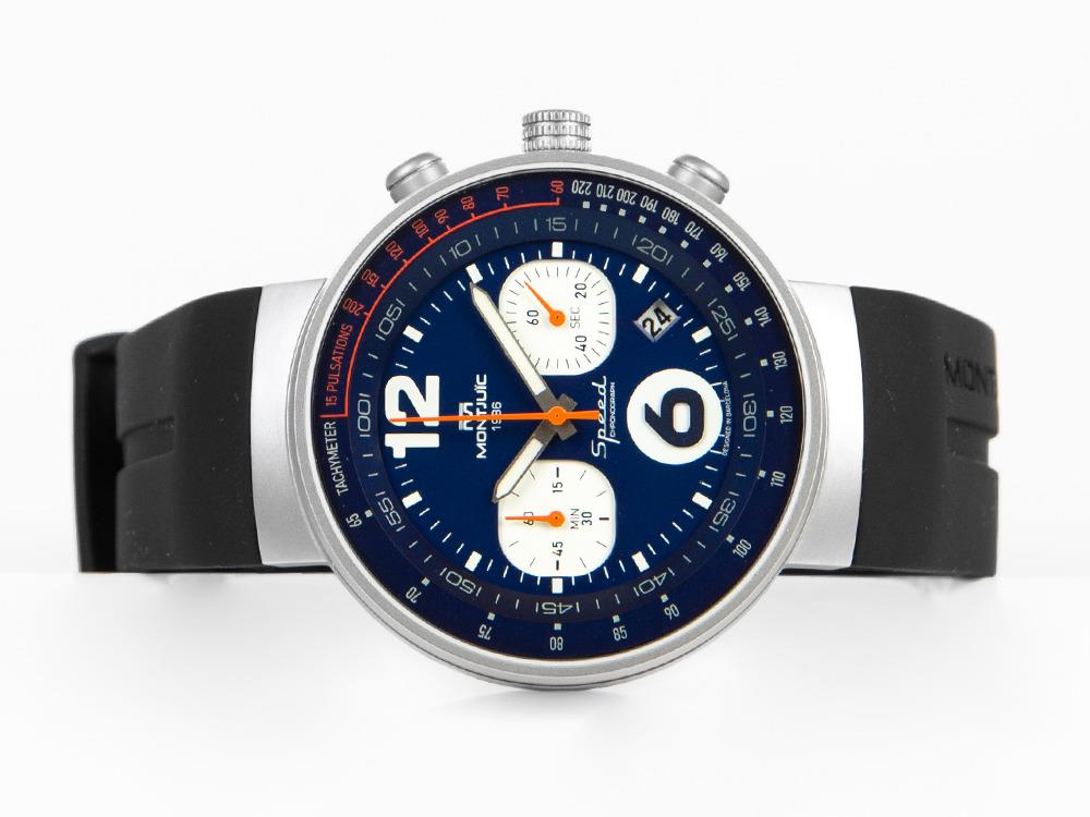 Montre à Quartz Montjuic Speed Chronograph, Acier, Bleu, 45 mm, MJ2.0303.S