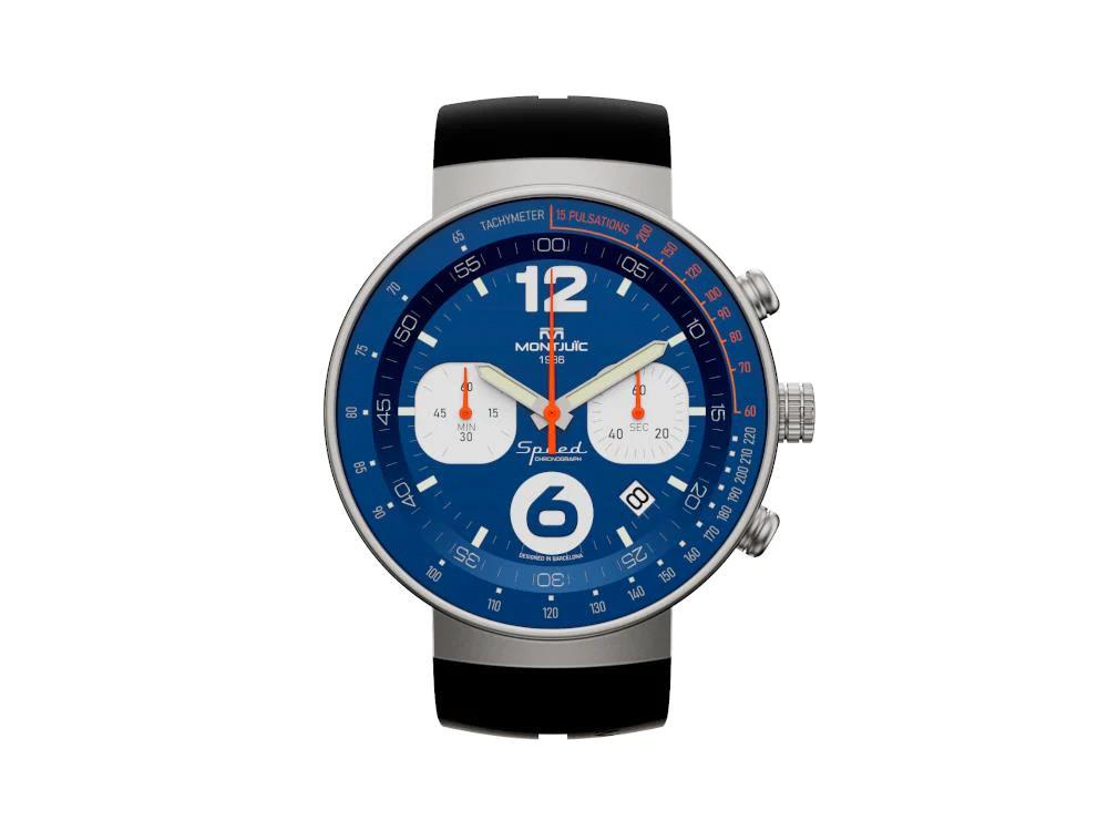 Montre à Quartz Montjuic Speed Chronograph, Acier, Bleu, 45 mm, MJ2.0303.S