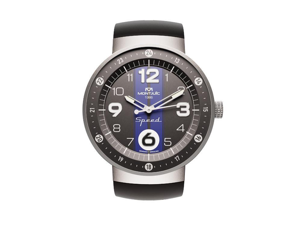 Montre à Quartz Montjuic Sport, Acier Inoxydable 316L, Noir, 43 mm, MJ1.0703.S