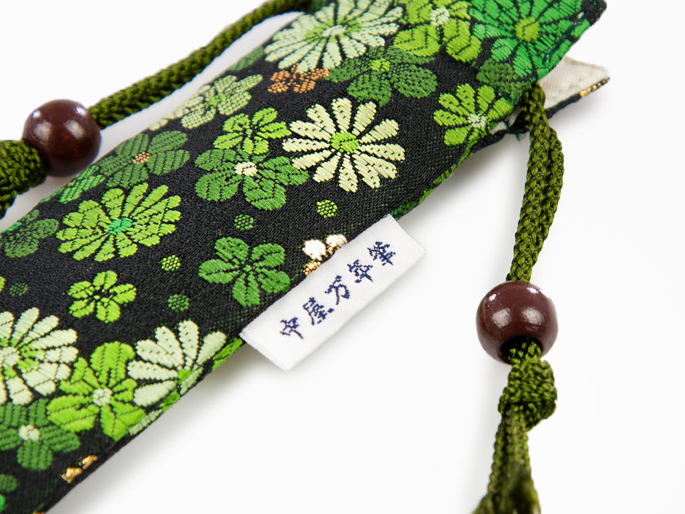 Étui Stylo Nakaya  Kyoto 'Nishijin-ori' Textile, Vert, 1 Instrument D'écriture