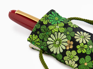 Étui Stylo Nakaya  Kyoto 'Nishijin-ori' Textile, Vert, 1 Instrument D'écriture