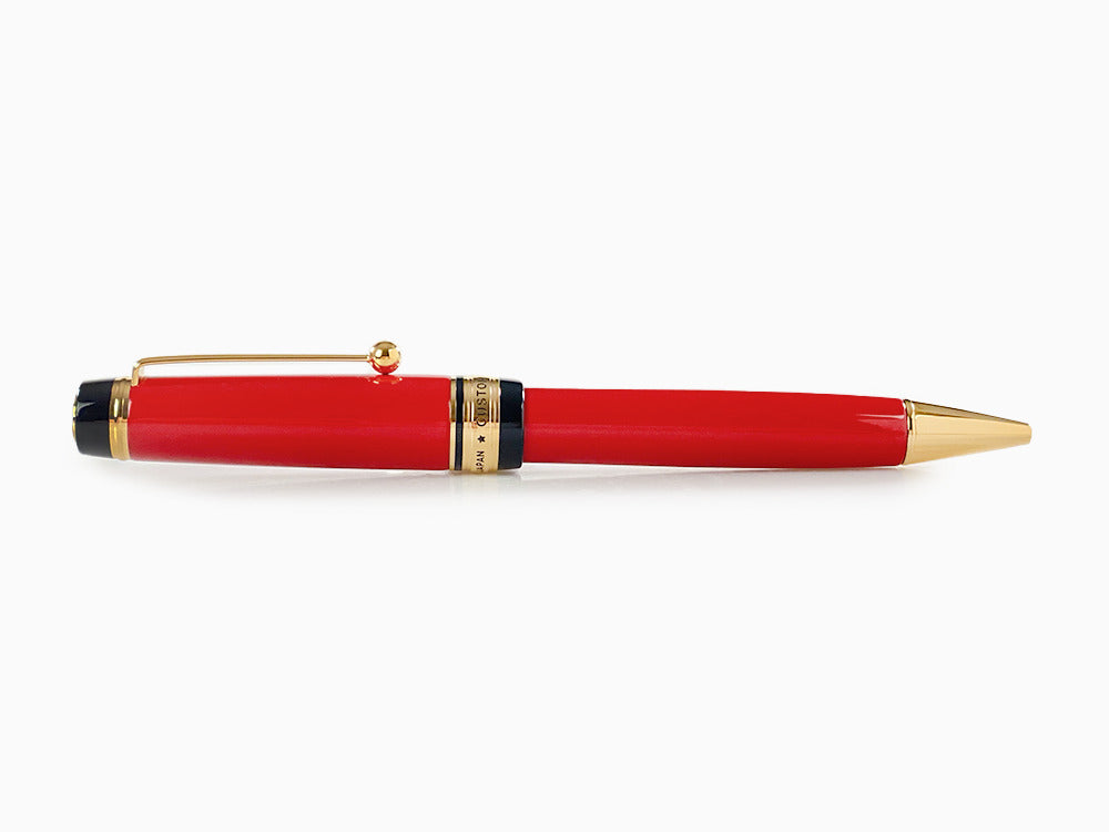 Stylo bille Pilot Custom Urushi, Ebonite, Plaqué or, Rouge, BKV-45R-R