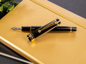 Stylo Plume Pilot Custom 845, Ebonite, Attributs or, Noir, NC845N