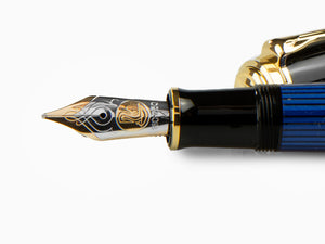 Stylo Plume Pelikan M800, Résine Bleue, Attributs or, 995951