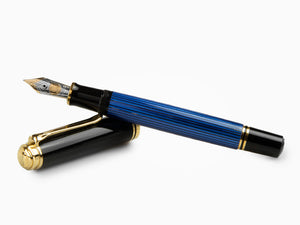 Stylo Plume Pelikan M800, Résine Bleue, Attributs or, 995951