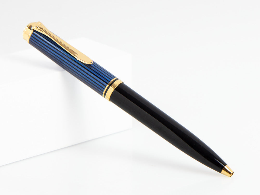 Stylo bille Pelikan K600, Noir et bleu, Attributs or, 988378