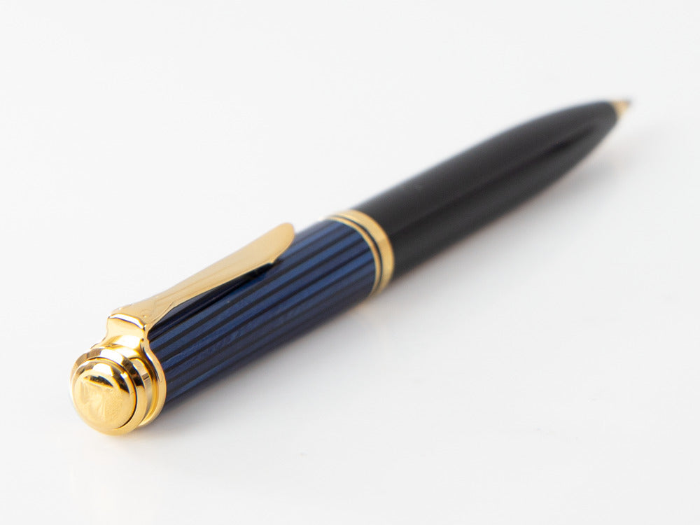 Stylo bille Pelikan K600, Noir et bleu, Attributs or, 988378