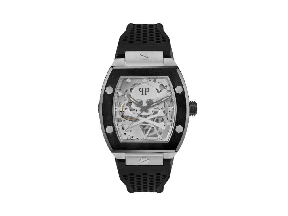 Montre Automatique Philipp Plein The Skeleton, PVD, Argent, 44 mm, PWBAA2023