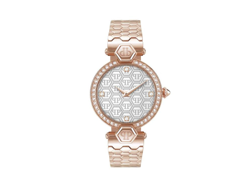 Montre à Quartz Philipp Plein Couture Lady, PVD Or Rose, Blanc, 32 mm, PWEAA0821