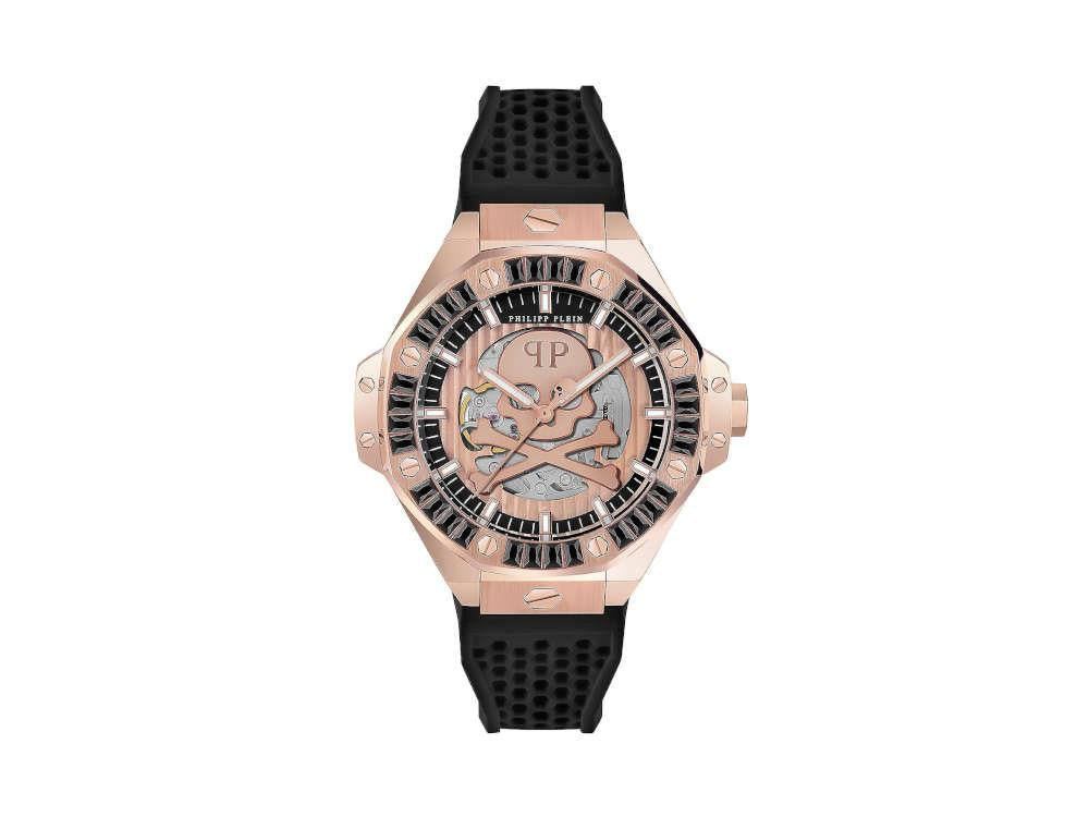 Montre Automatique Philipp Plein Skeleton Royal, Or Rose, Noir, 46 mm, PWPFA0324