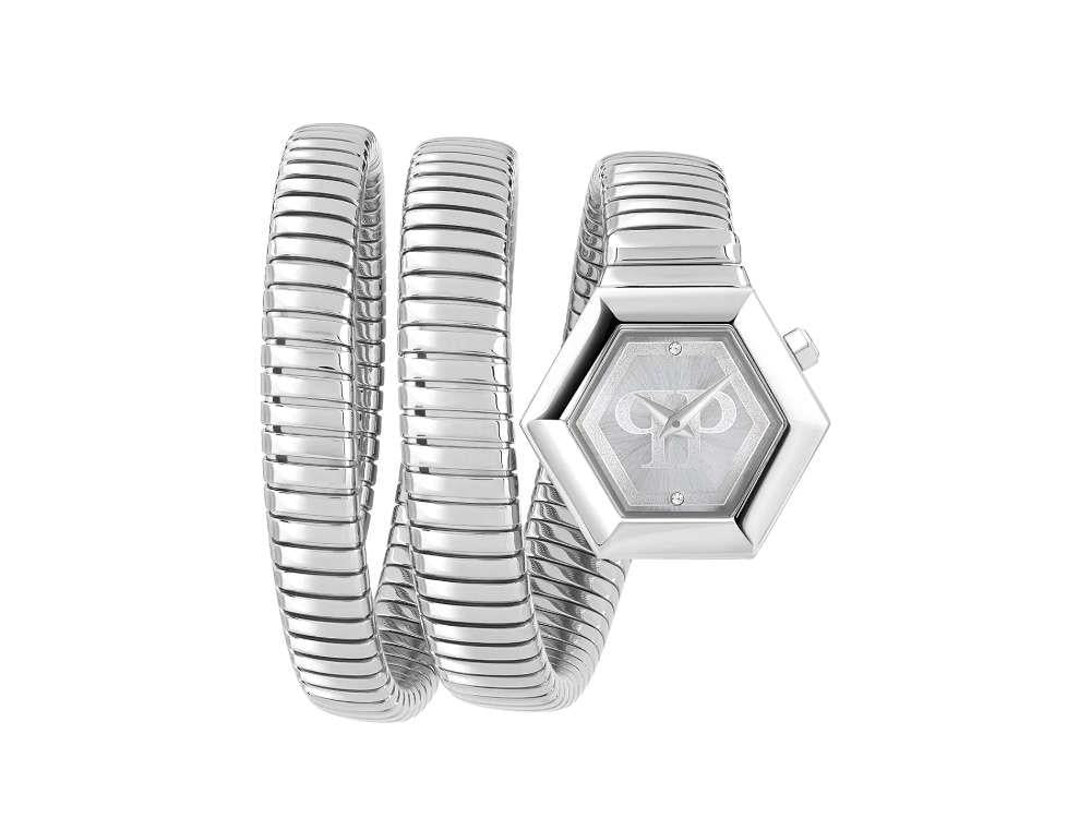 Montre à Quartz Philipp Plein Snake Hexagon, Argent, 28 mm, PWZAA0123