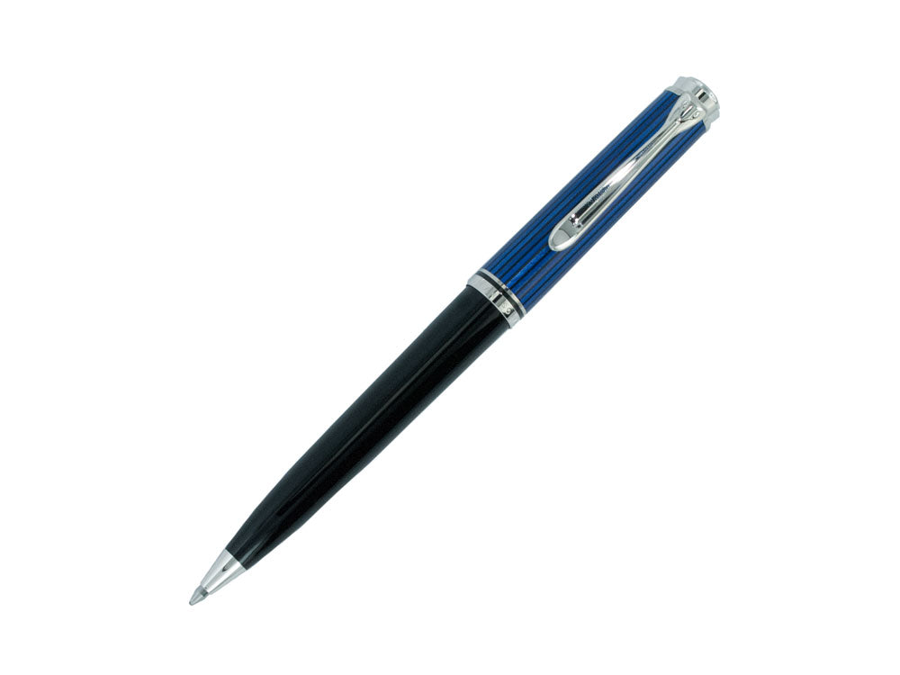 Stylo bille Pelikan K805, Noir et bleu, Attributs argent, 933697