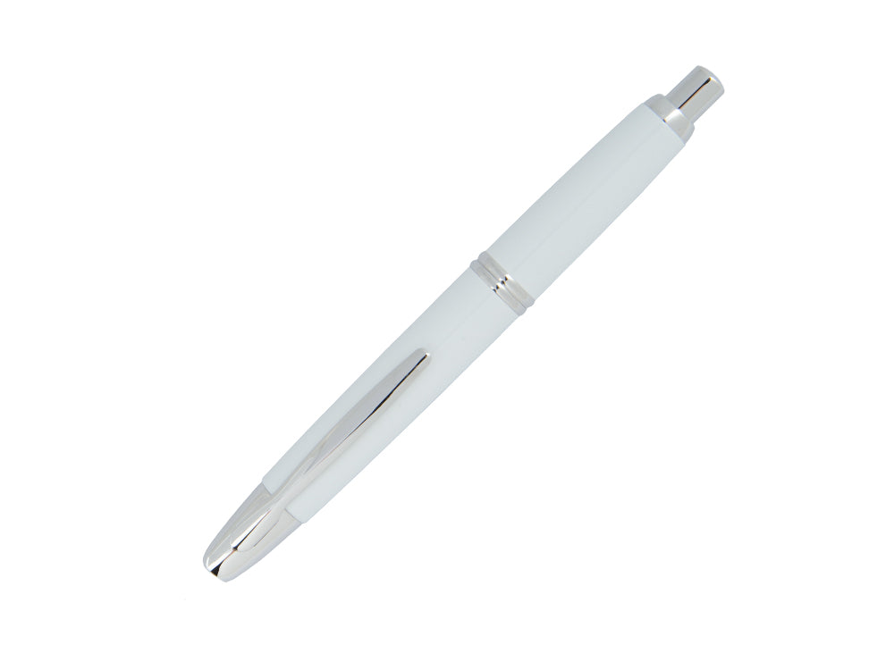 Stylo Plume Pilot Rétractable Blanche "Capless", Chrome