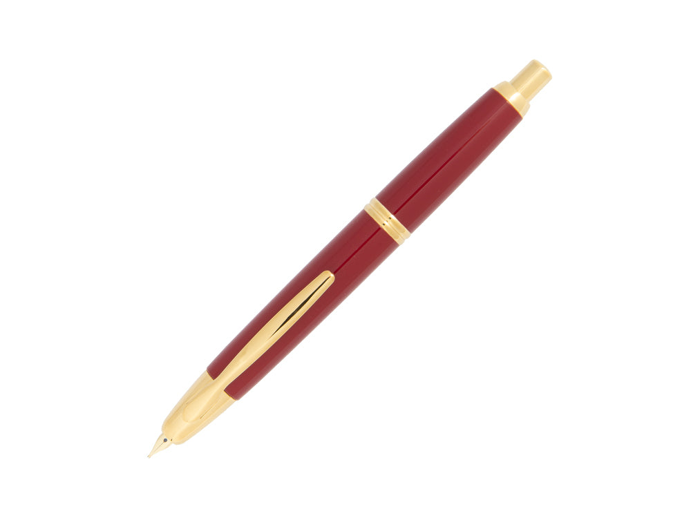 Stylo Plume Pilot Rétractable, Rouge, Or, "Capless"