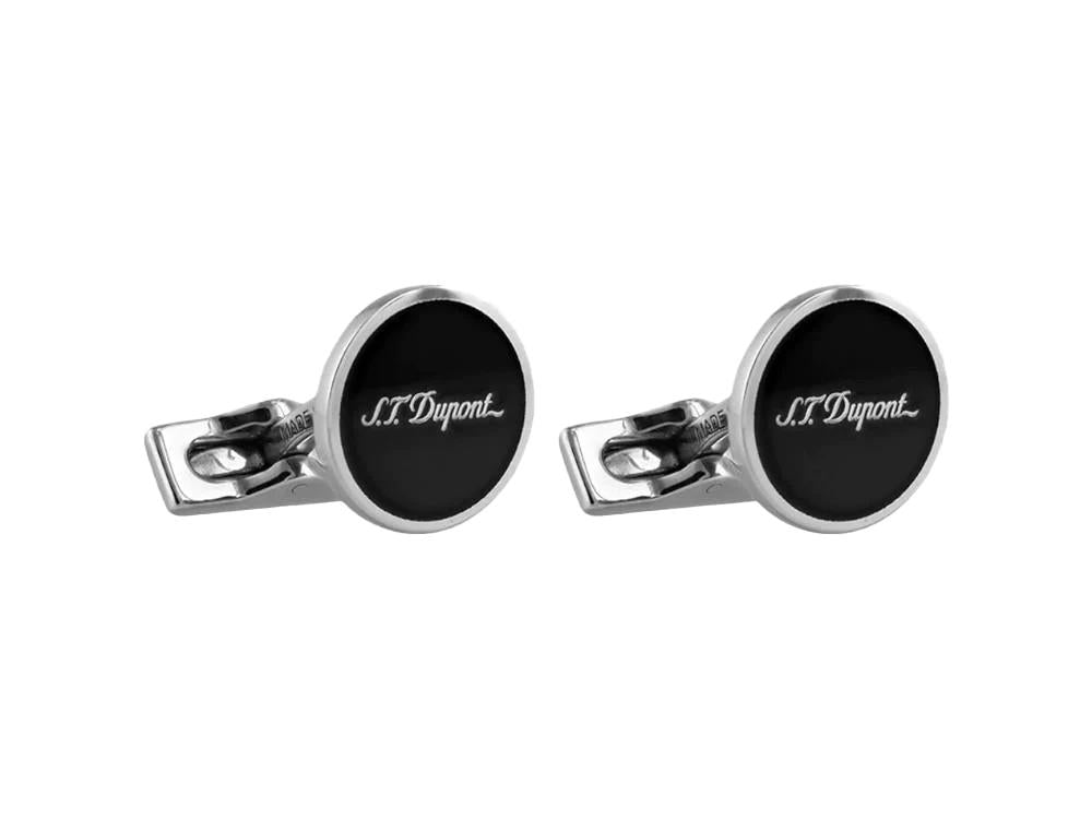 Boutons de Manchette S.T. Dupont D, Argent, Laque, Noir, 005832