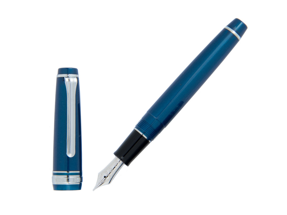 Stylo Plume Sailor Professional Gear Slim Silver, Metallic Blue, Rhodium