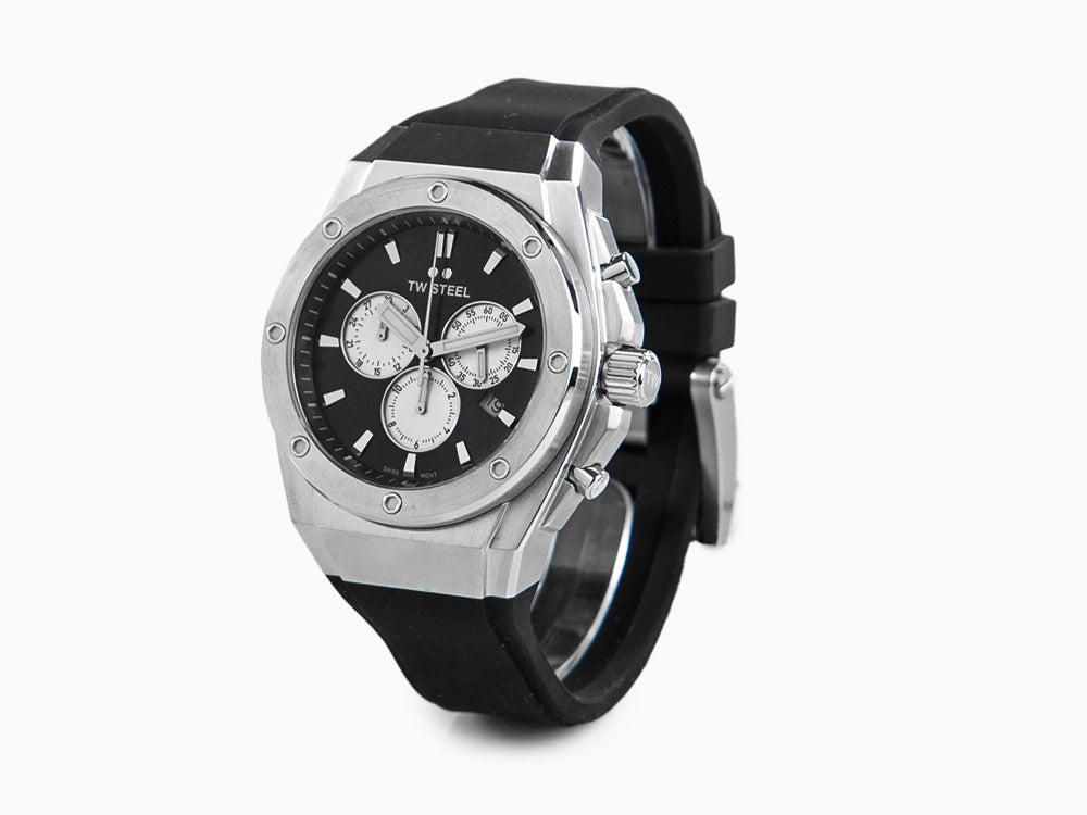 Montre à Quartz TW Steel Ceo Tech 44mm, Noir, 44 mm, Caoutchouc, 10 atm, CE4041