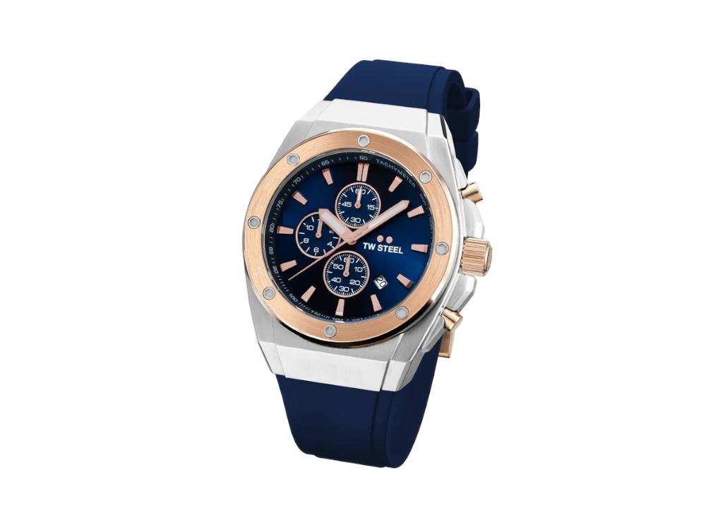 Montre à Quartz TW SteelCeo Tech 44mm, Bleu, 44 mm, Caoutchouc, 10 atm, CE4105