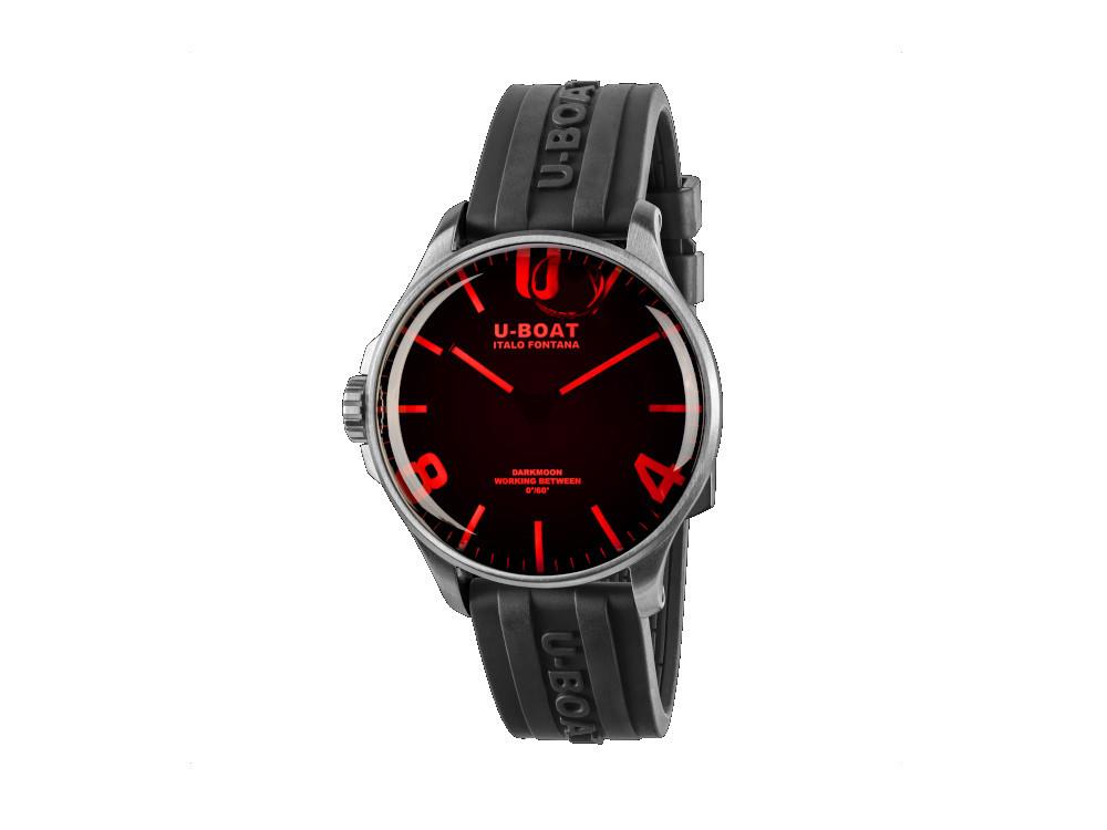 Montre à Quartz U-Boat Capsoil Darkmoon 44 Red SS, Noir, 44 mm, 8465/A