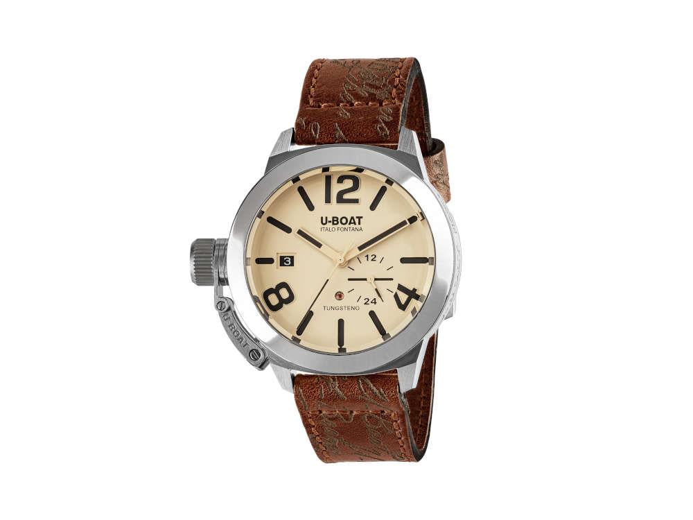 Montre Automatique U-Boat Classico 42 Tungsteno, Beige, Bracelet en cuir, 8892