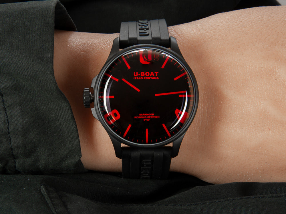 Montre à Quartz U-Boat Capsoil Darkmoon Red 44 IPB, Noir, 44 mm, 8466/A