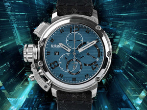 Montre Automatique U-Boat Chimera Chrono SS, Bleu, 46 mm, Edition Limitée, 9589