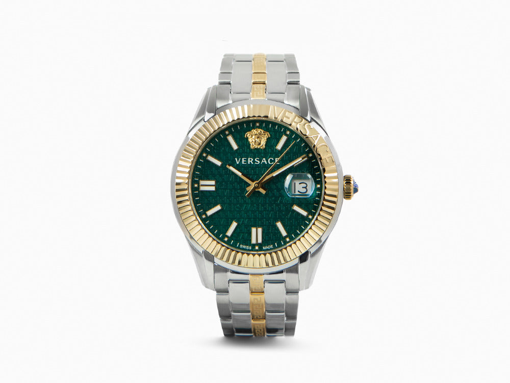 Montre à Quartz Versace Greca Time, PVD Or, Vert, 41 mm, VE3K00422