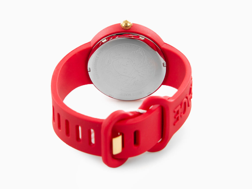 Montre à Quartz Versace Medusa Pop, Silicone, Rouge, 39 mm, VE6G00723