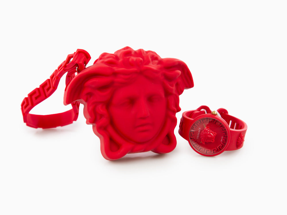 Montre à Quartz Versace Medusa Pop, Silicone, Rouge, 39 mm, VE6G00723