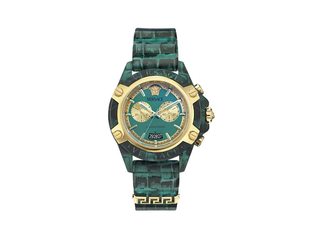 Montre à Quartz Versace Icon Active, Polycarbonate, Bleu, 44 mm, VE8P00324