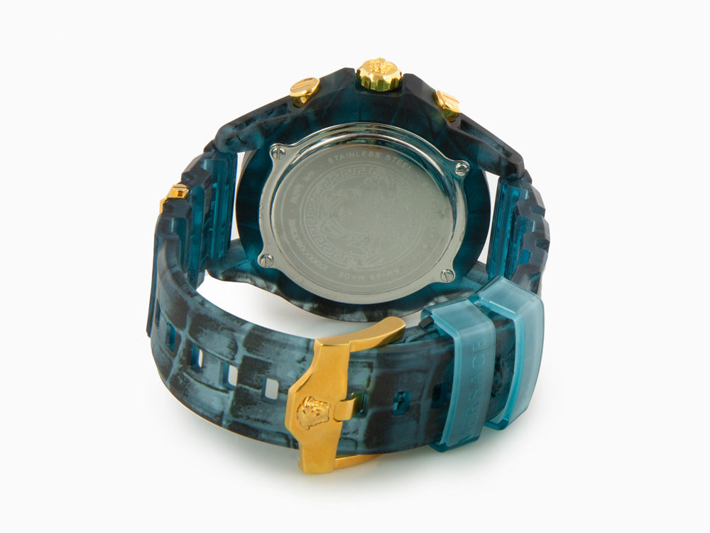 Montre à Quartz Versace Icon Active, Polycarbonate, Bleu, 44 mm, VE8P00324