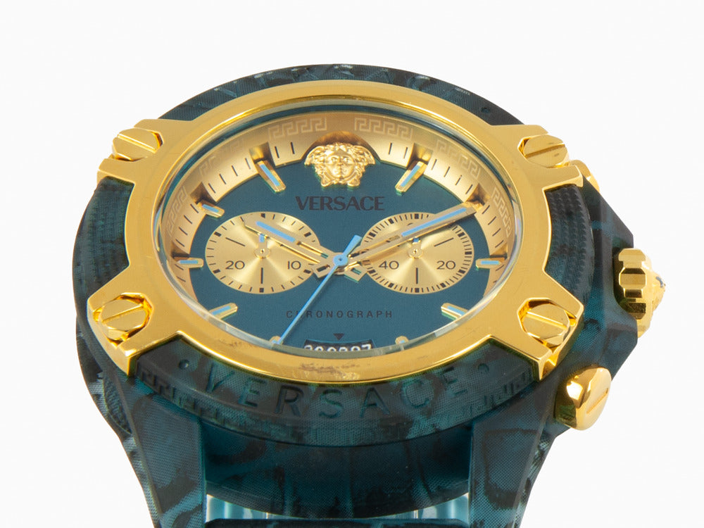 Montre à Quartz Versace Icon Active, Polycarbonate, Bleu, 44 mm, VE8P00324