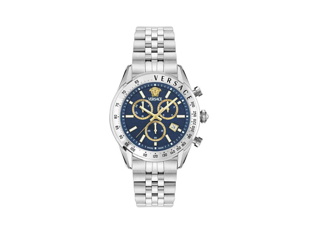 Montre à Quartz Versace Chrono Master, Bleu, 44 mm, Verre de saphir, VE8R00324