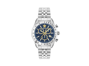 Montre à Quartz Versace Chrono Master, Bleu, 44 mm, Verre de saphir, VE8R00324