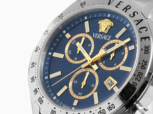 Montre à Quartz Versace Chrono Master, Bleu, 44 mm, Verre de saphir, VE8R00324