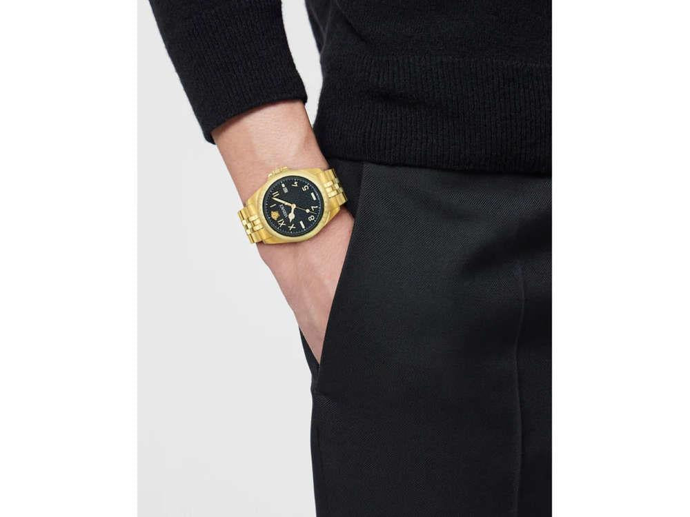 Montre à Quartz Versace Anteo, PVD Or, Noir, 41 mm, Verre de saphir, VE9H00624