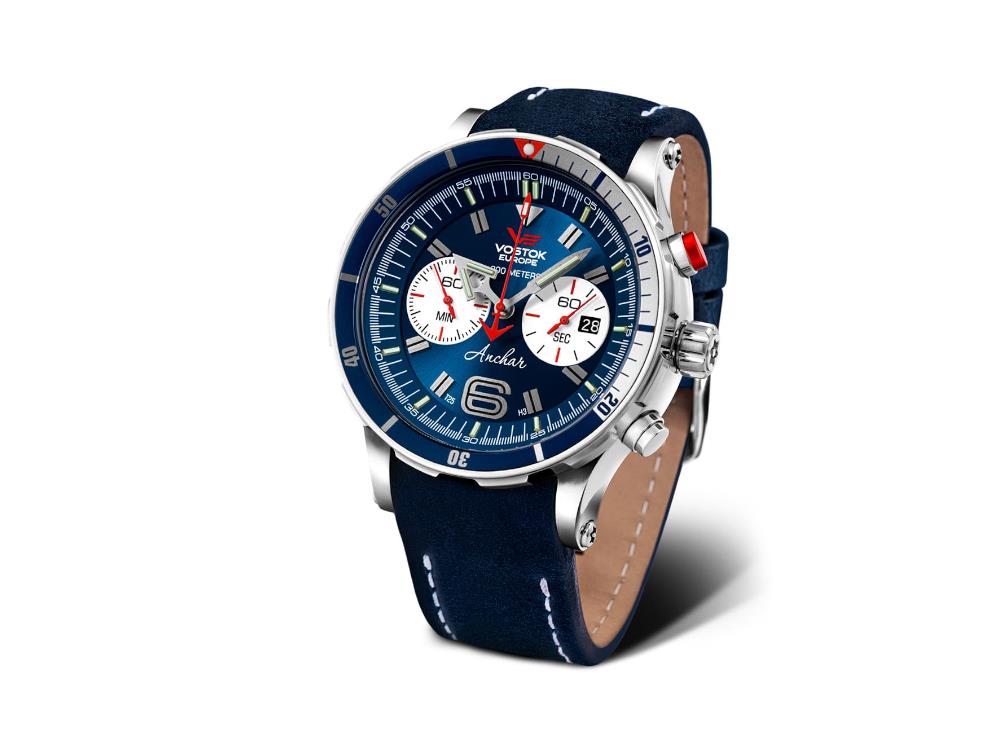 Montre à Quartz Vostok Europe Anchar, Bleu, 48.7 mm, Chrono, 6S21-510A583