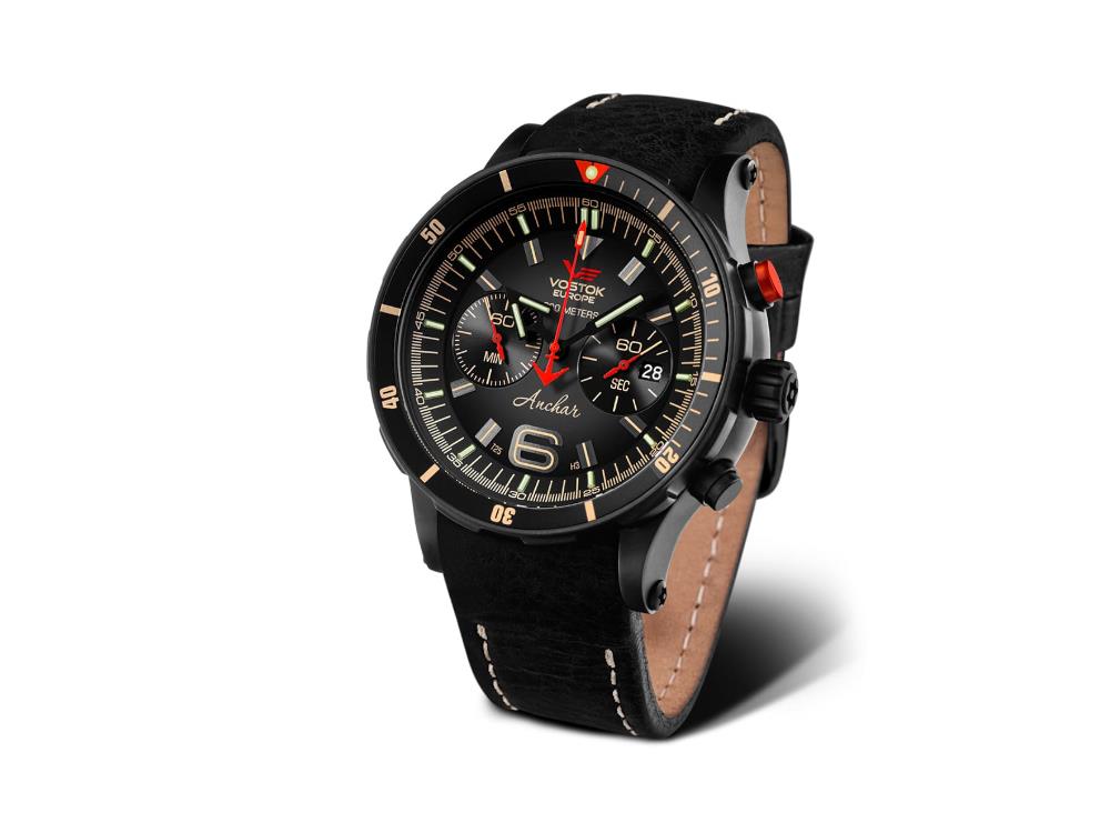 Montre à Quartz Vostok Europe Anchar, Noir, 48.7 mm, Chrono, 6S21-510C582