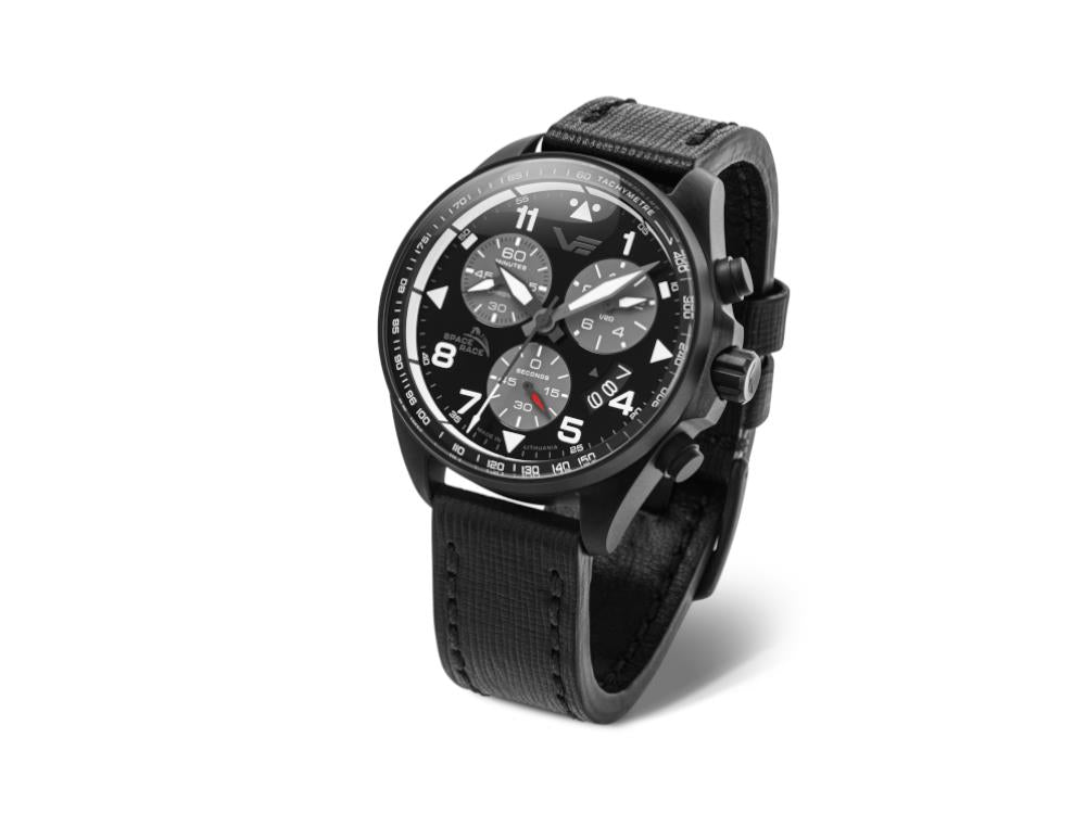 Montre à Quartz Vostok Europe Space Race, PVD, Noir, 46 mm, Chrono, 6S30-325C744