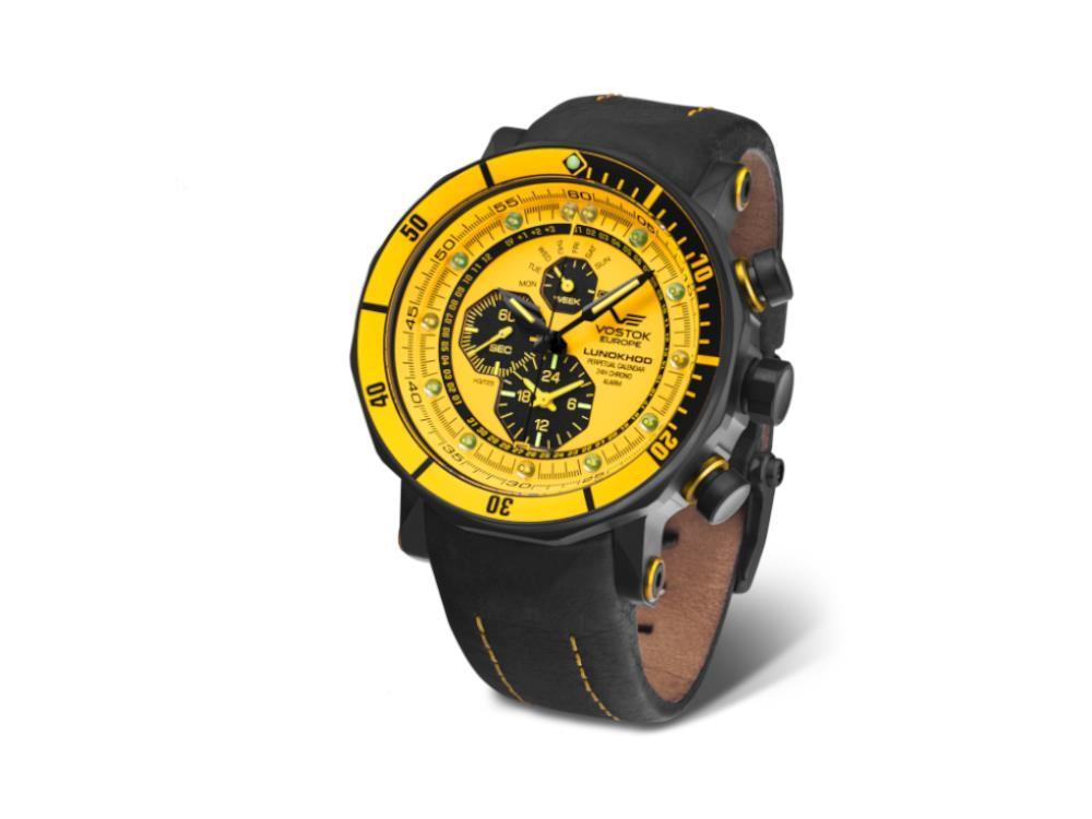 Montre à Quartz Vostok Europe Lunokhod-2, Jaune, 49 mm, Chrono, YM86-620C504