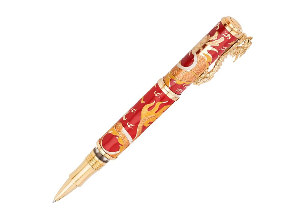 Roller Visconti Year of the Dragon, Argent, Rouge, Edition Limitée, KP48-01-RB