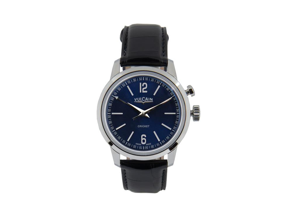 Montre Manuel Vulcain 50s Presidents Tradition, V-10, Bleu, 39mm, 100153.297L