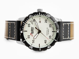 Montre Automatique Zeppelin Eurofighter, PVD, Blanc, 43 mm, Jour, Cuir, 7268-5