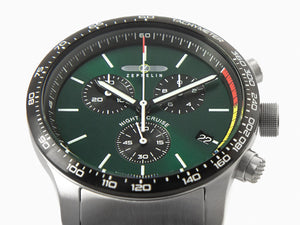 Montre à Quartz Zeppelin Night Cruise, Vert, 42 mm, Chronographe, Jour, 7288M-4