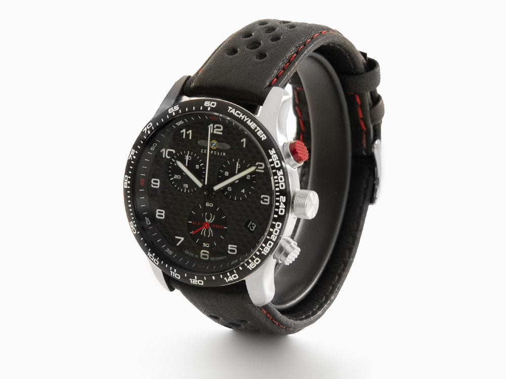 Montre à Quartz Zeppelin Night Cruise, Noir, 42 mm, Chronographe, Jour, 7294-4