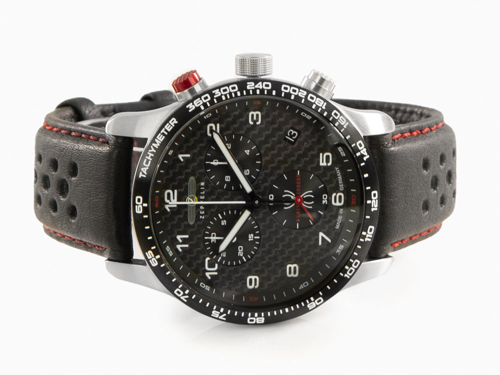 Montre à Quartz Zeppelin Night Cruise, Noir, 42 mm, Chronographe, Jour, 7294-4