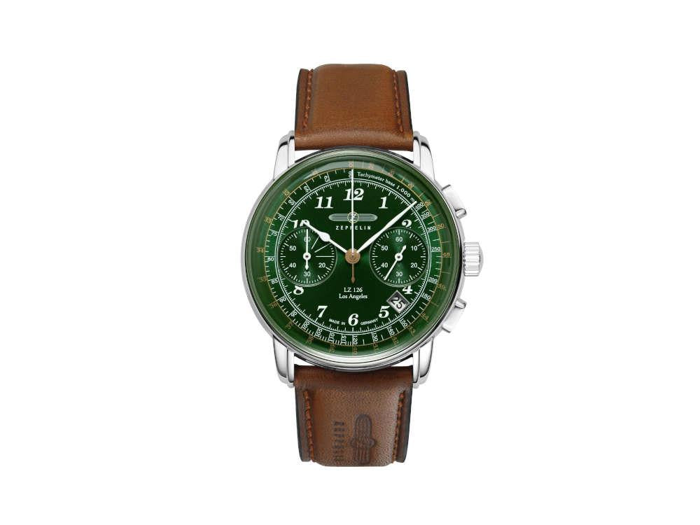 Montre à Quartz Zeppelin LZ126 Los Angeles, Vert, 42 mm, 7614-4