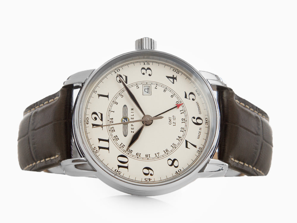 Montre à Quartz Zeppelin LZ 127 Graf Zeppelin, Beige, 42 mm, GMT, 7642-5